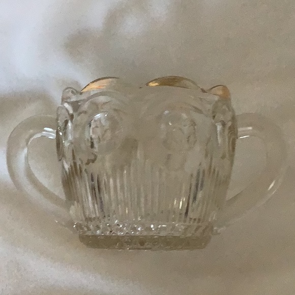 Vintage USGlass Manhattan Pattern Gold  Scalloped Rim Sugar Bowl - Picture 4 of 6